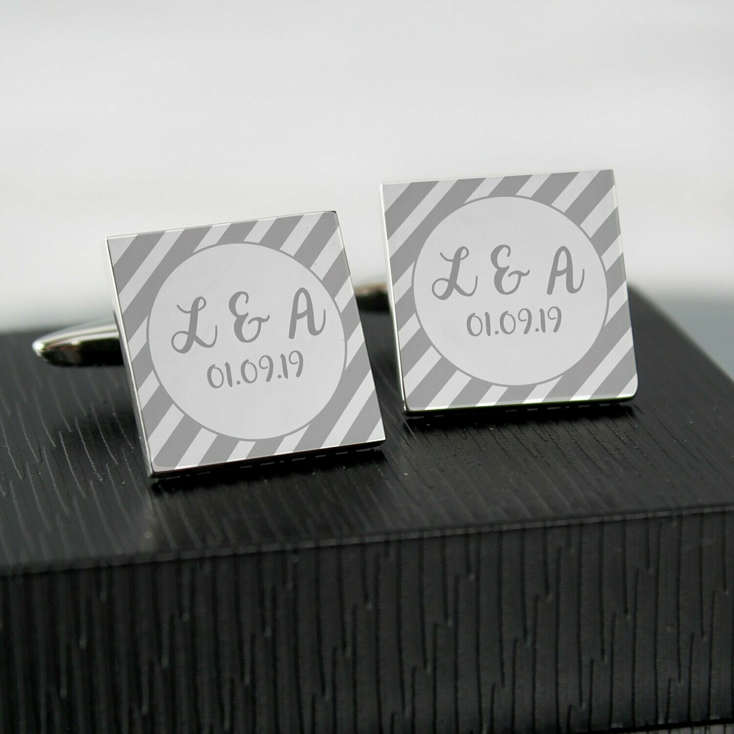 Personalised Stripes Square Cufflinks
