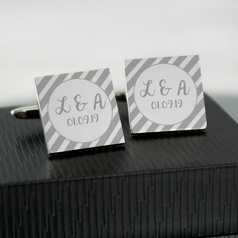 Personalised Stripes Square Cufflinks