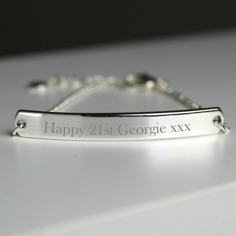 Personalised Silver Tone Bar Bracelet