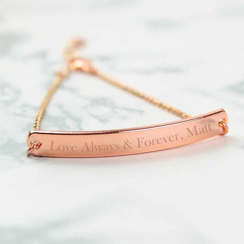 Personalised Rose Gold Tone Bar Bracelet