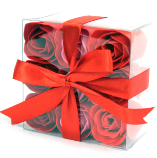 Set of 9 Soap Flowers - Red Roses