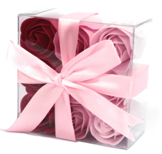 Set of 9 Soap Flowers - Pink Roses