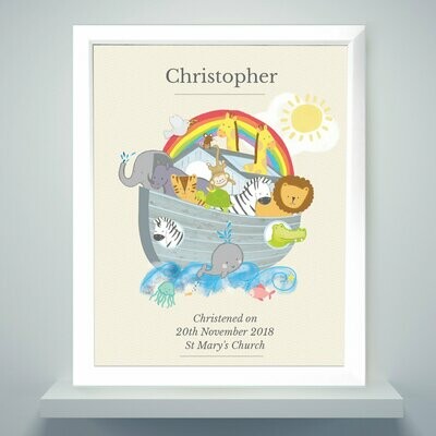 Personalised Noahs Ark White Framed Print