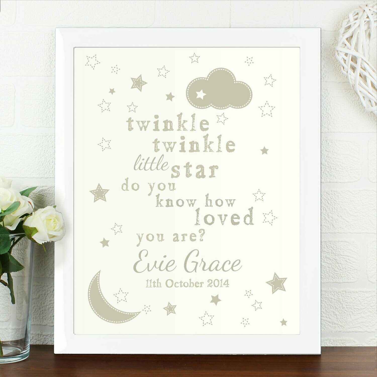 Personalised Twinkle Twinkle White Framed Print