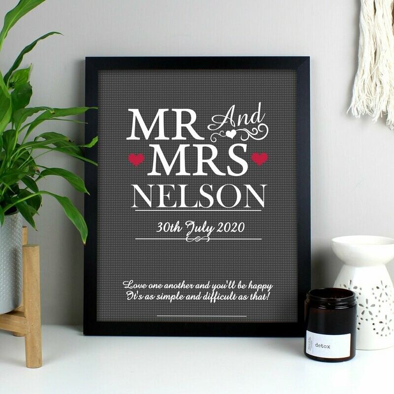 Personalised Mr & Mrs Black Framed Print