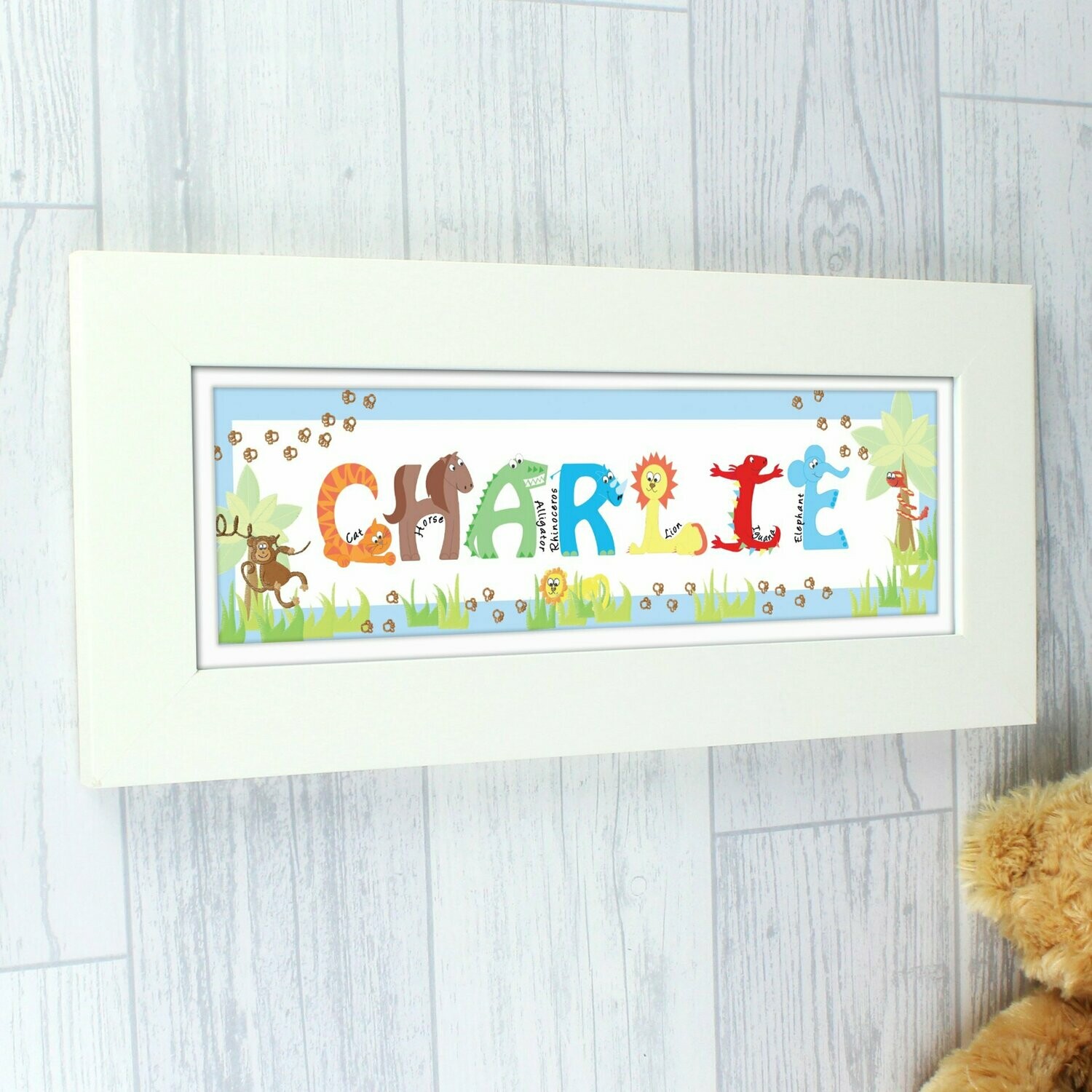 Personalised Blue Animal Alphabet Frame