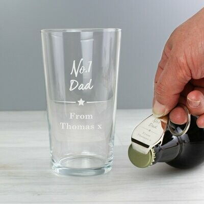 Personalised No.1 Pint glass & Bottle Opener Set