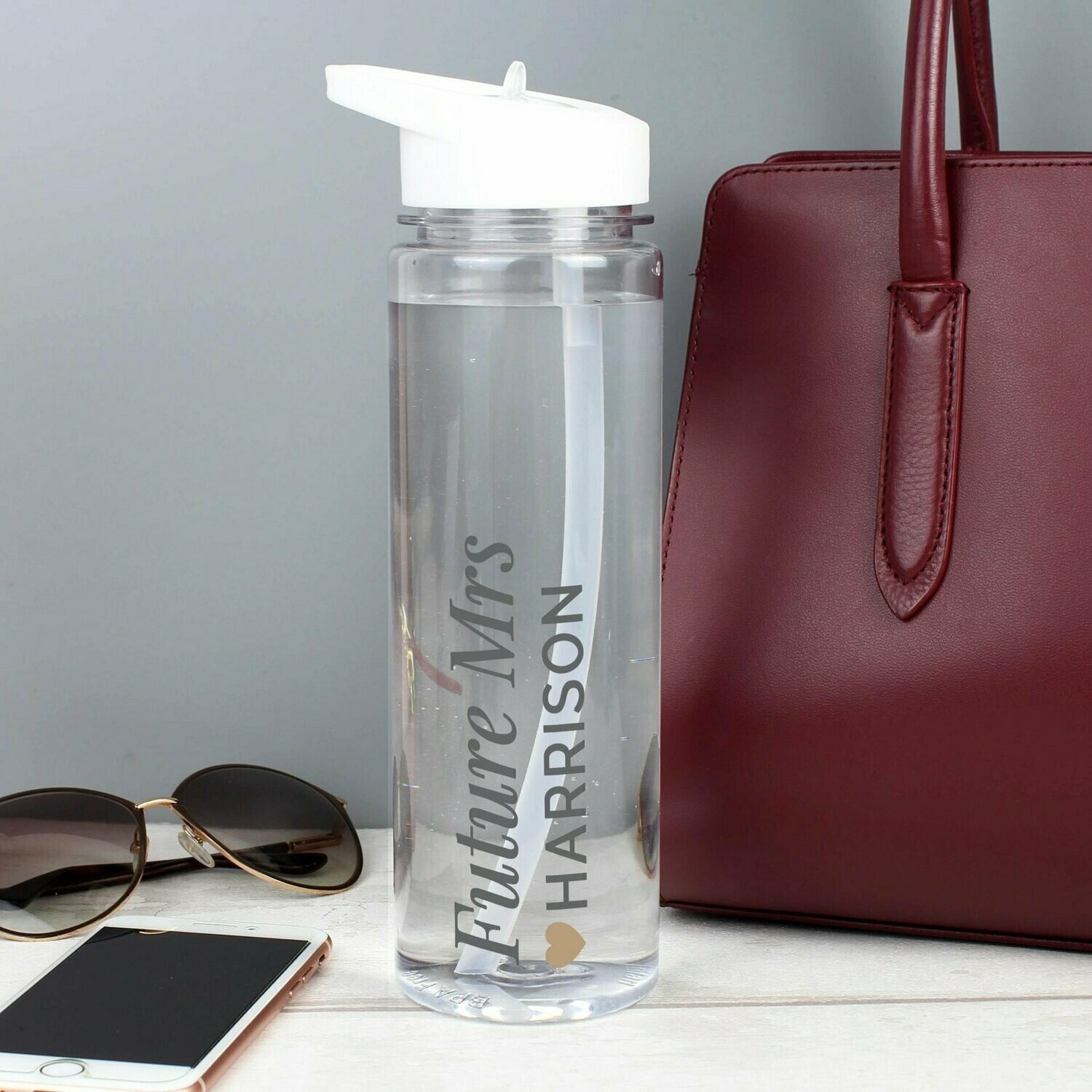 Personalised Gold Heart Island Water Bottle