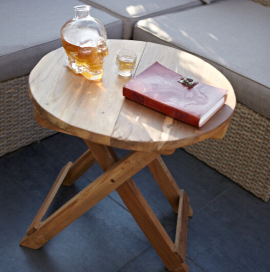 Round Folding Coffee Table - 50cm - Recycled Wood
