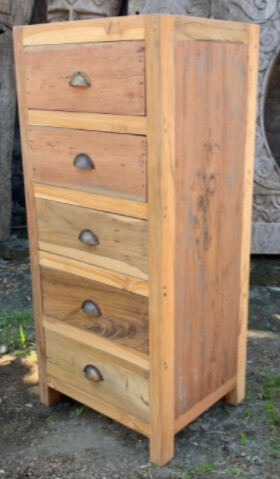 Tall set of 5 Draws - Recycled Wood