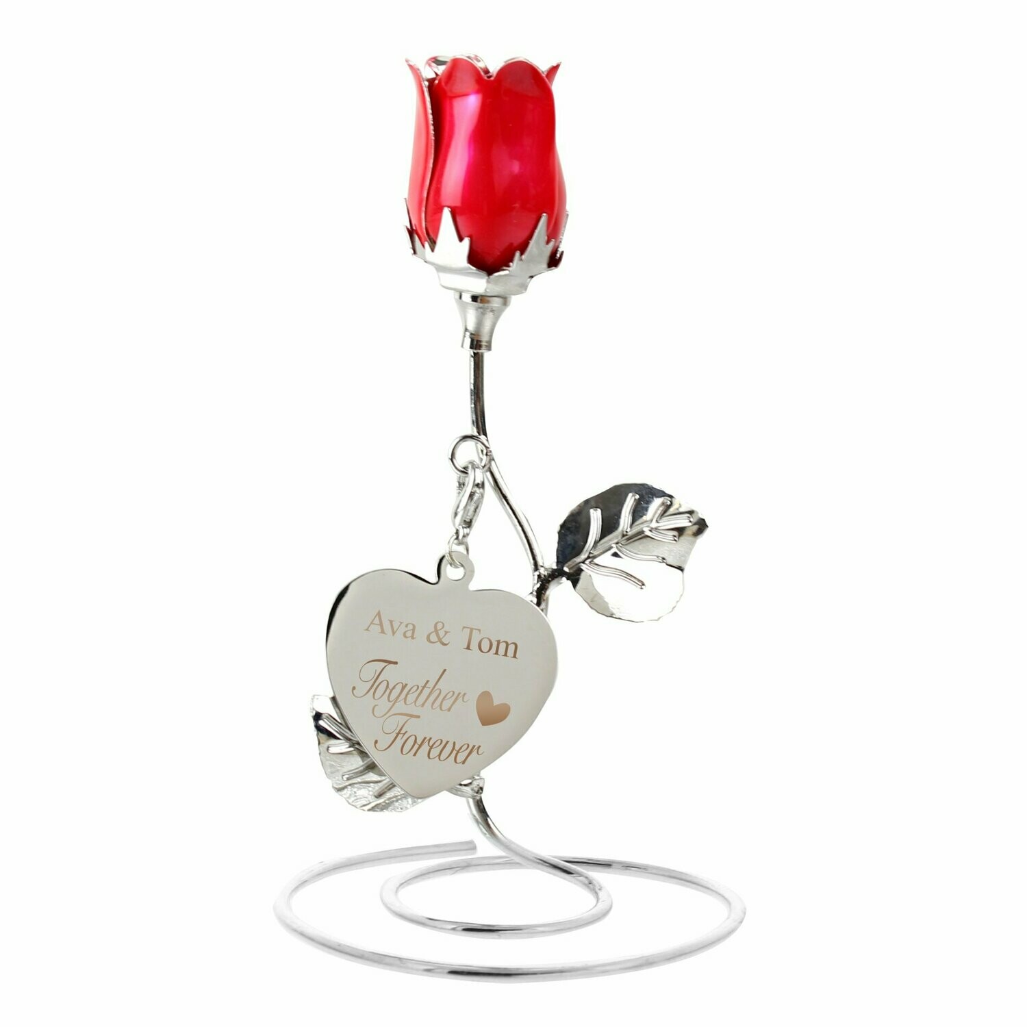 Personalised Together Forever Red Rose Bud Ornament