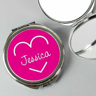 Personalised Pink Name Island Compact Mirror