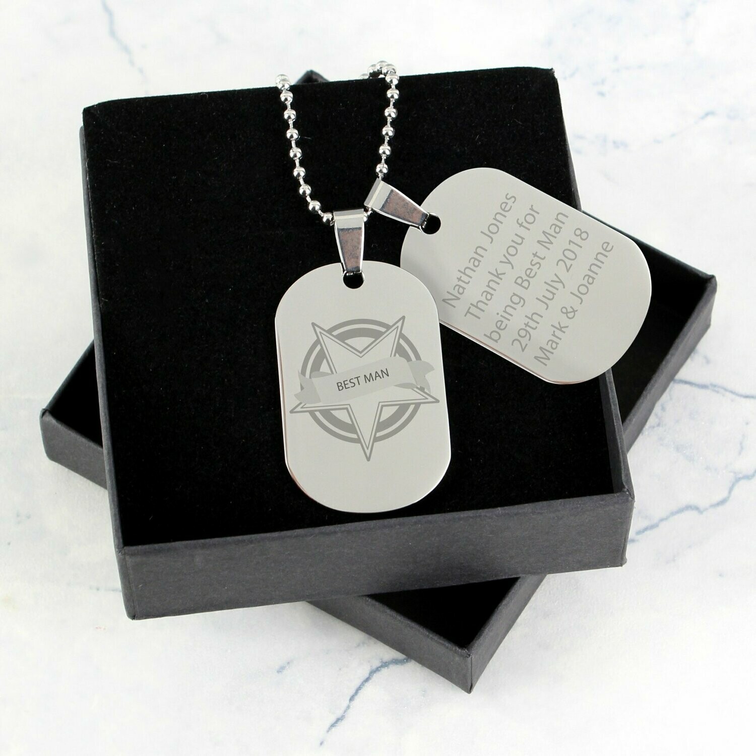 Personalised Star Stainless Steel Double Dog Tag Necklace