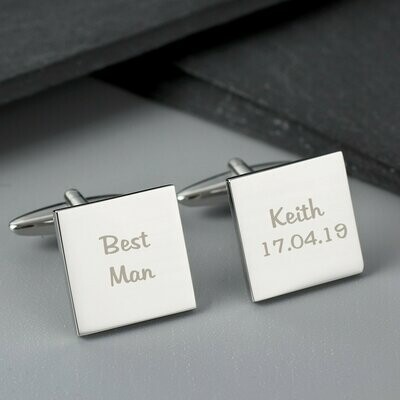 Personalised Wedding Role Square Cufflinks - 2 line