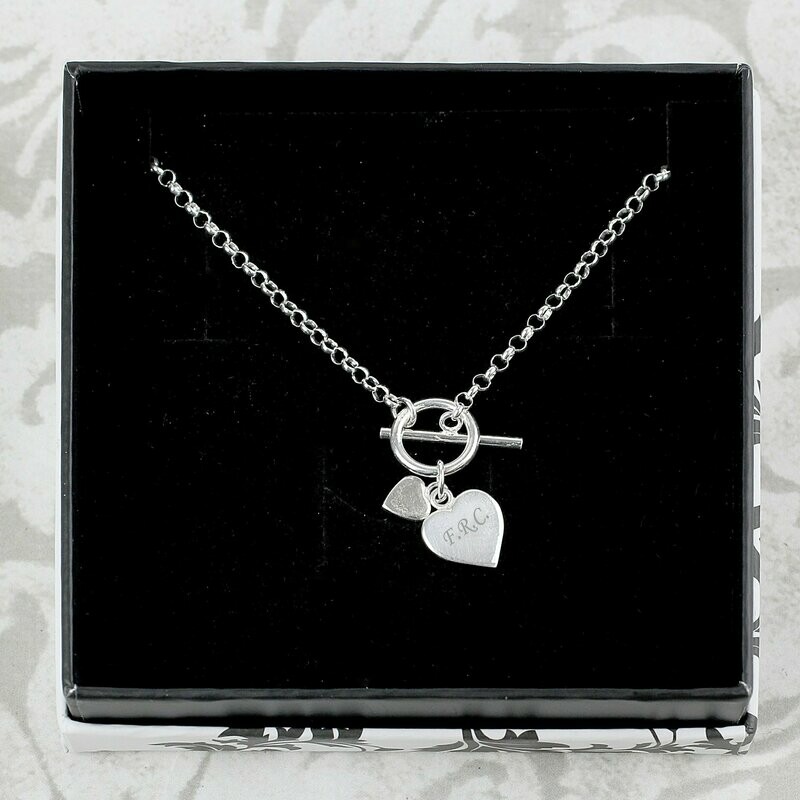 Personalised Hearts T-Bar Bracelet