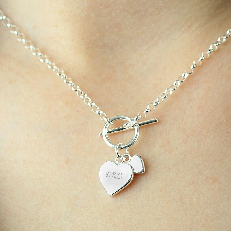 Personalised Hearts T-Bar Bracelet