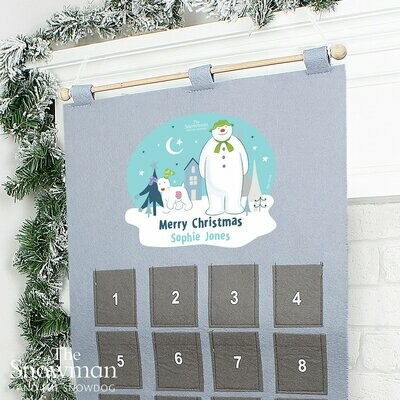 Personalised The Snowman and the Snowdog Advent Calendar In Silver Grey