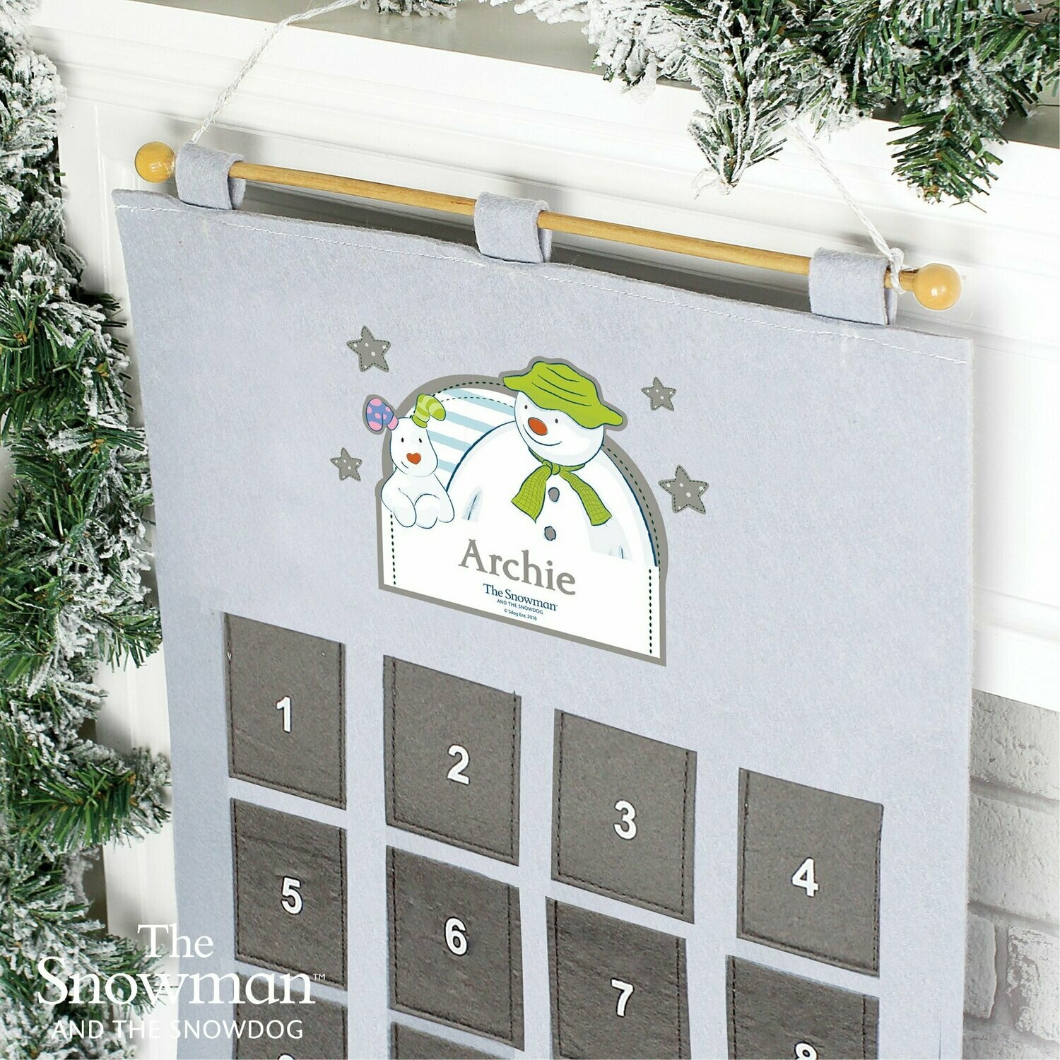 Personalised The Snowman Advent Calendar In Silver Grey