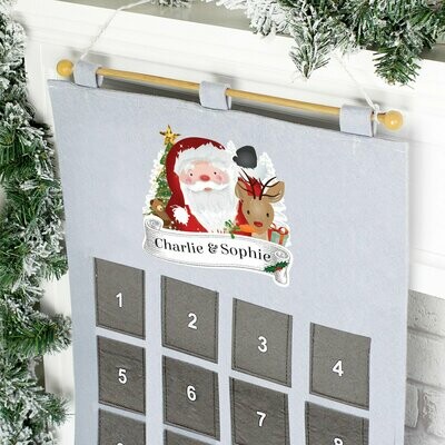 Personalised Santa Advent Calendar In Silver Grey