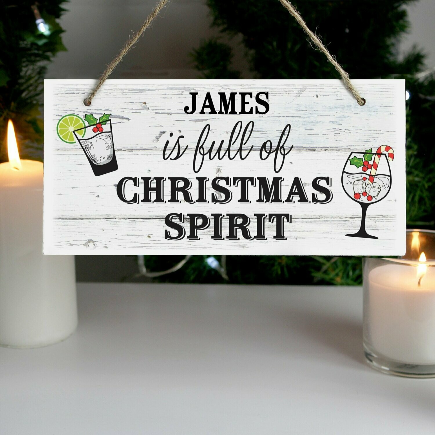 Personalised Christmas Spirit Wooden Sign