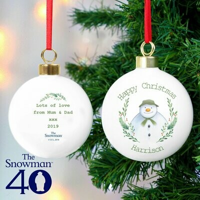 Personalised The Snowman Winter Garden Bauble