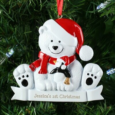 Personalised Polar Bear Resin Decoration