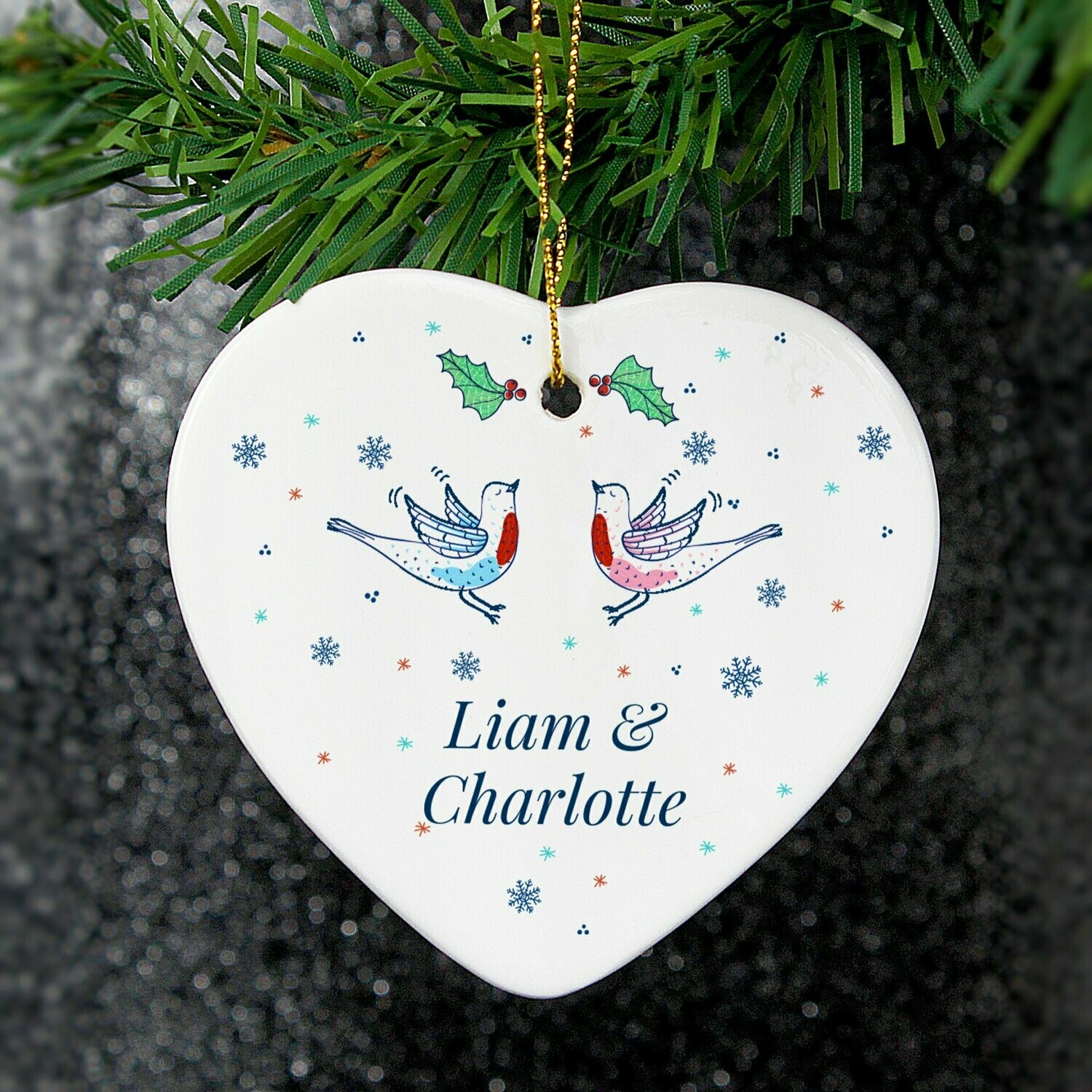 Personalised Couple's Christmas Heart Decoration