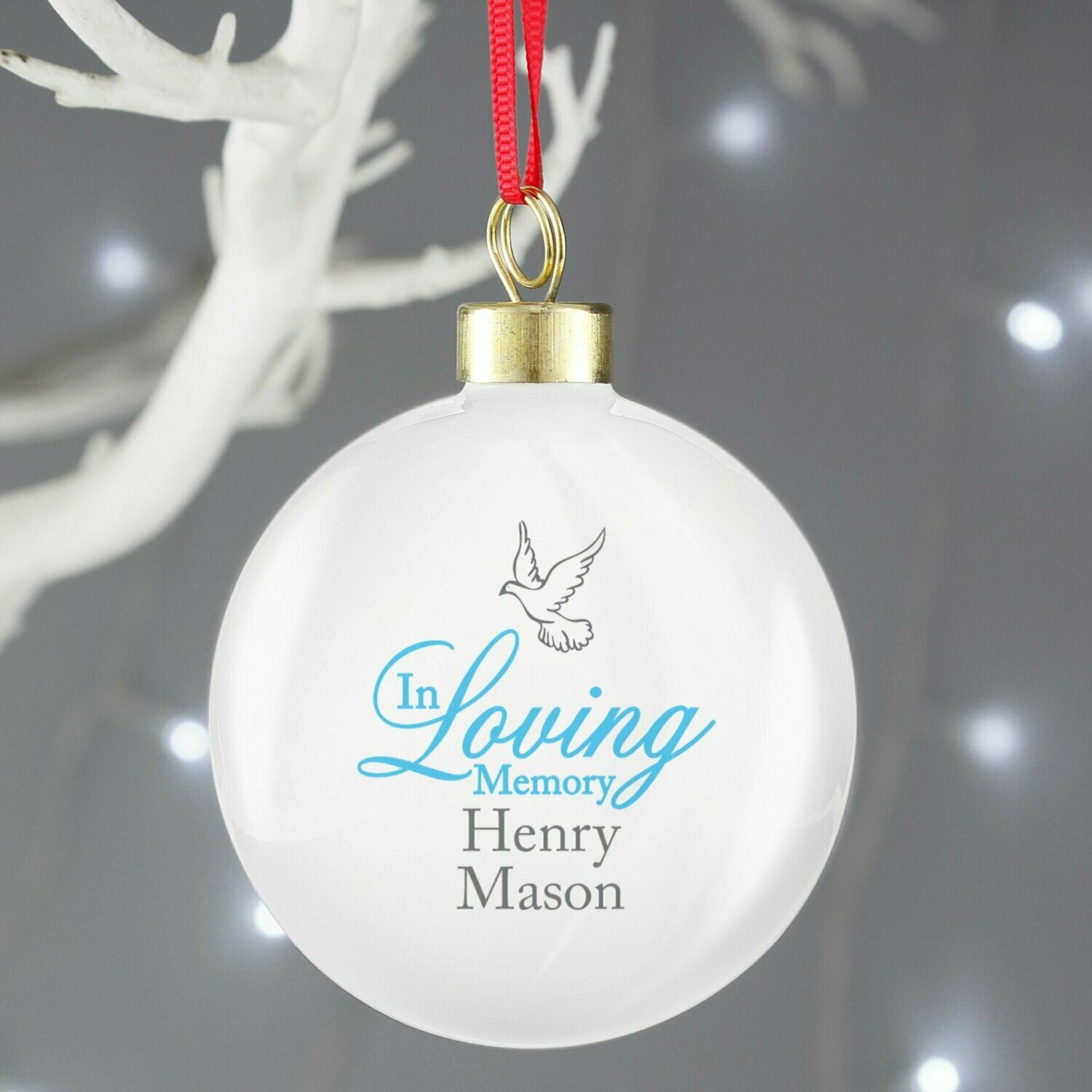 Personalised In Loving Memory Blue Bauble