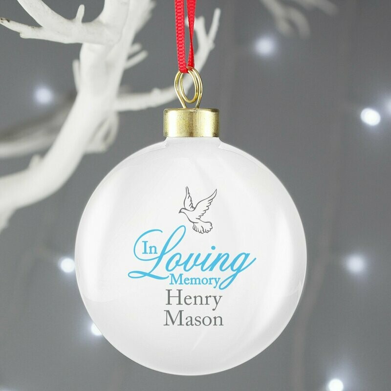 Personalised In Loving Memory Blue Bauble