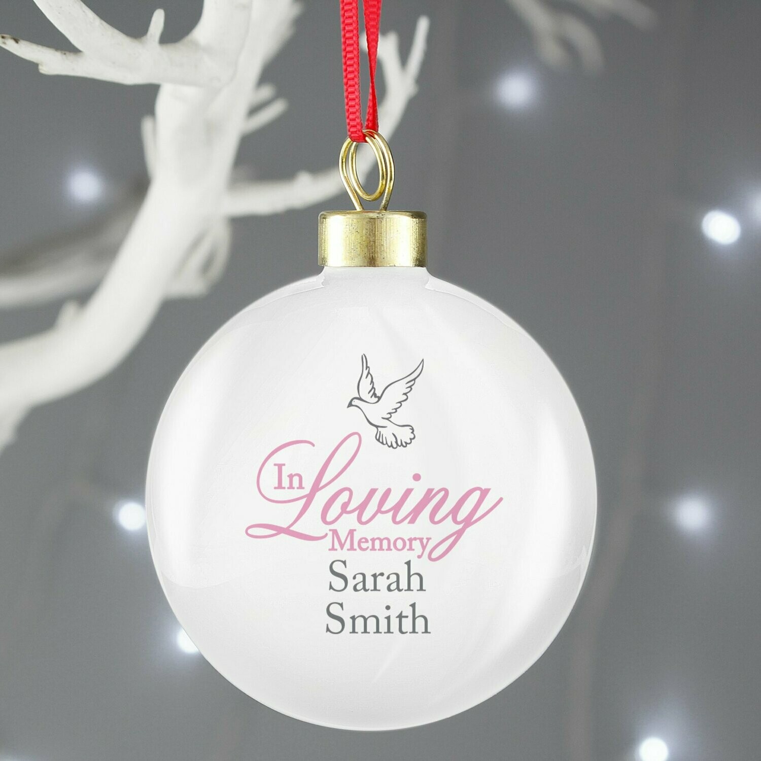 Personalised In Loving Memory Pink Bauble