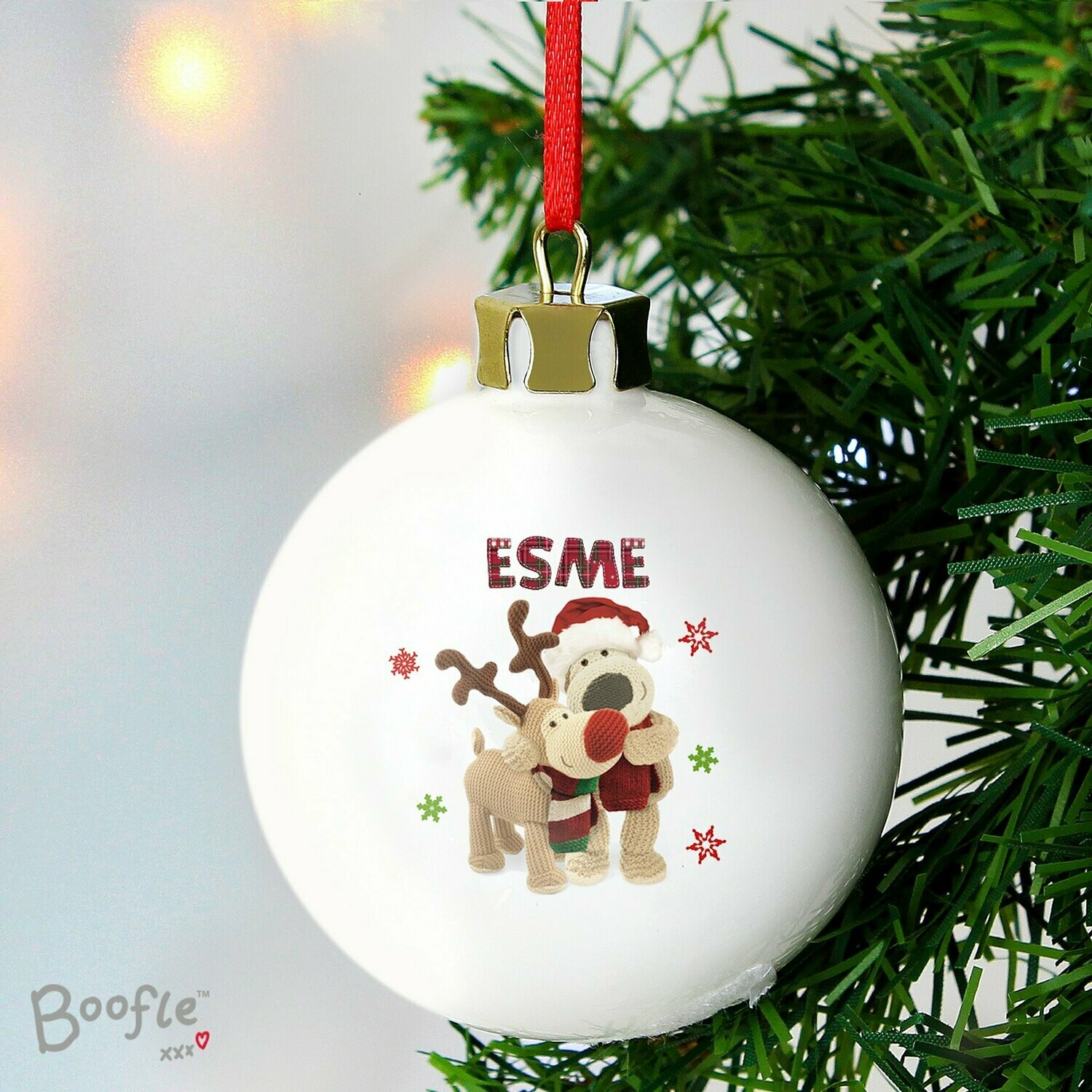 Personalised Boofle Christmas Reindeer Bauble