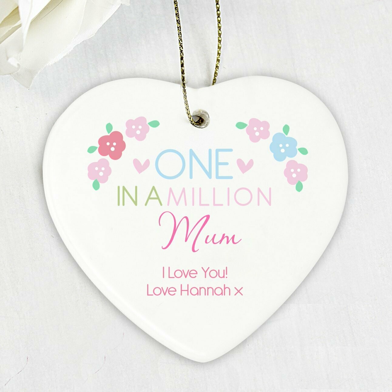 Personalised One in a Million Ceramic Heart Decoration