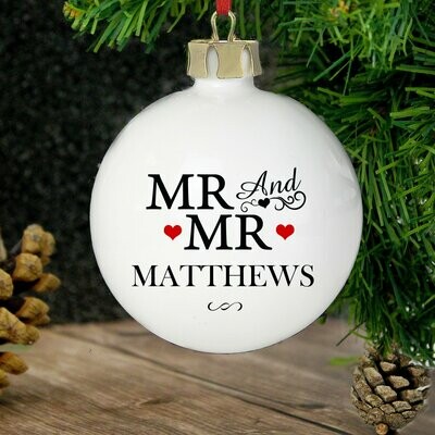 Personalised Mr & Mr Bauble