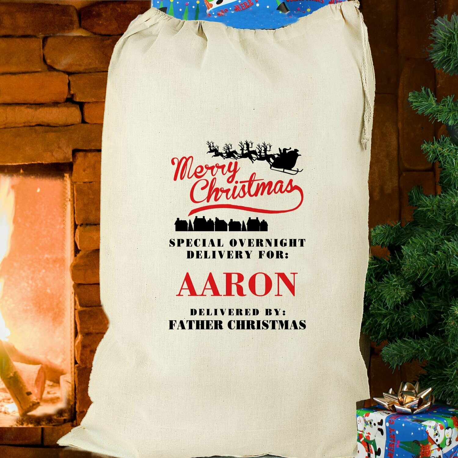 Personalised Merry Christmas Cotton Sack
