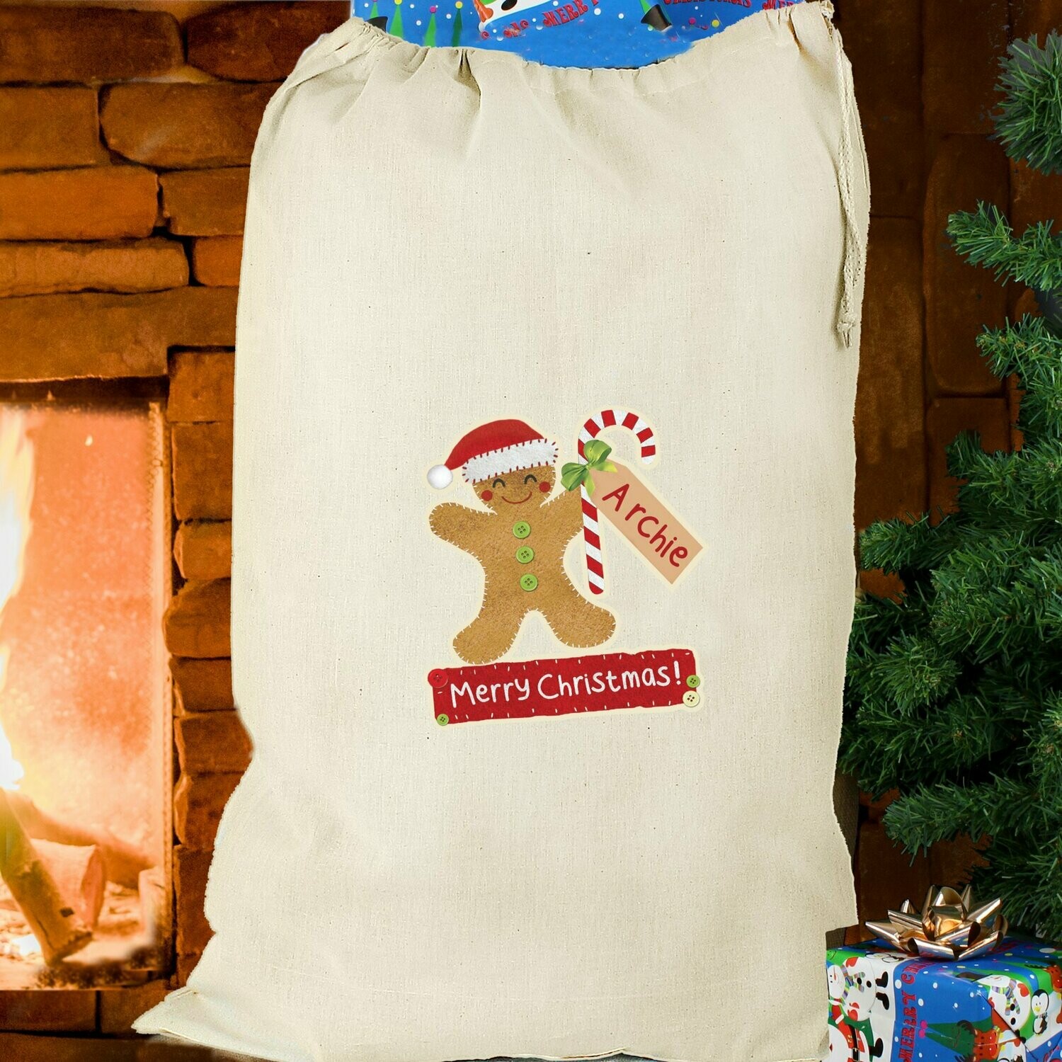 Personalised Gingerbread Man Cotton Sack