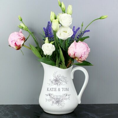 Personalised Vintage Floral Ceramic Flower Jug