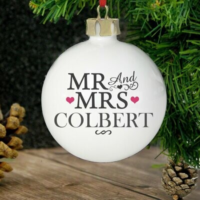 Personalised Mr & Mrs Bauble