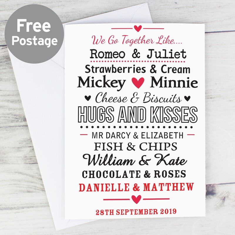 Personalised We Go Together Like.... Card  (Minnie & Mickey)