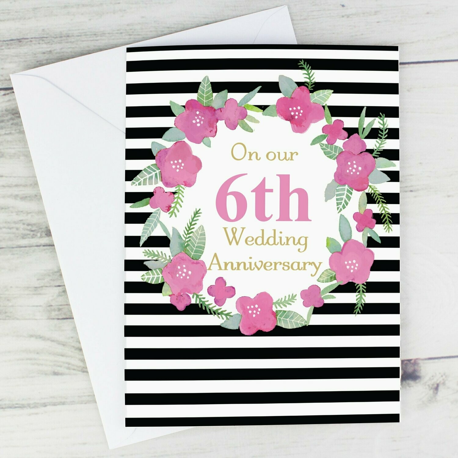Personalised Floral Stripe Card