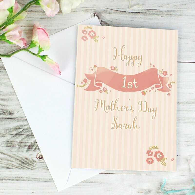 Personalised Floral Scroll Card