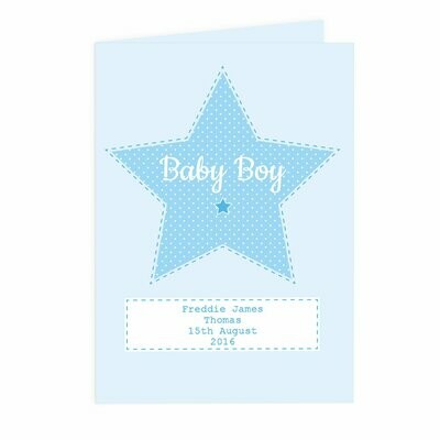 Personalised Star Stitch & Dot Baby Boy Card