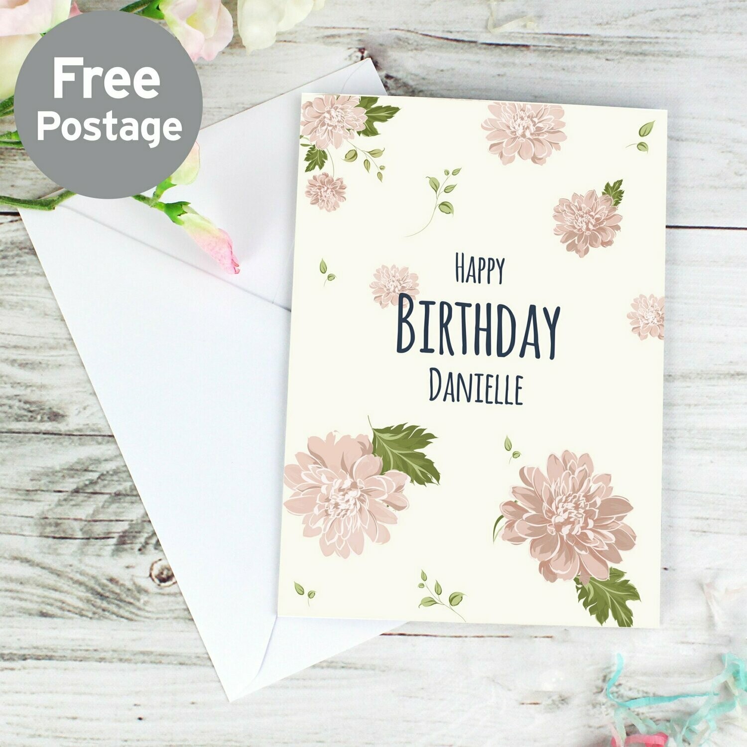 Personalised Rose Gold Floral Card