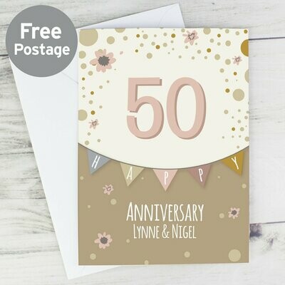 Personalised Rose Gold Bunting Card