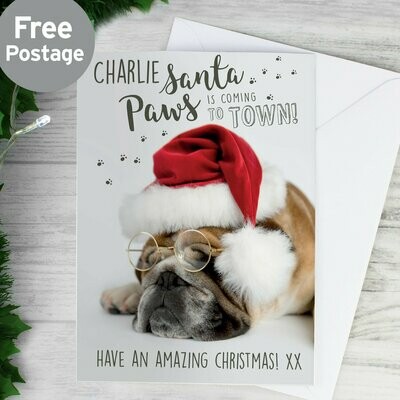 Personalised Rachael Hale Santa Paws Christmas Bulldog Card