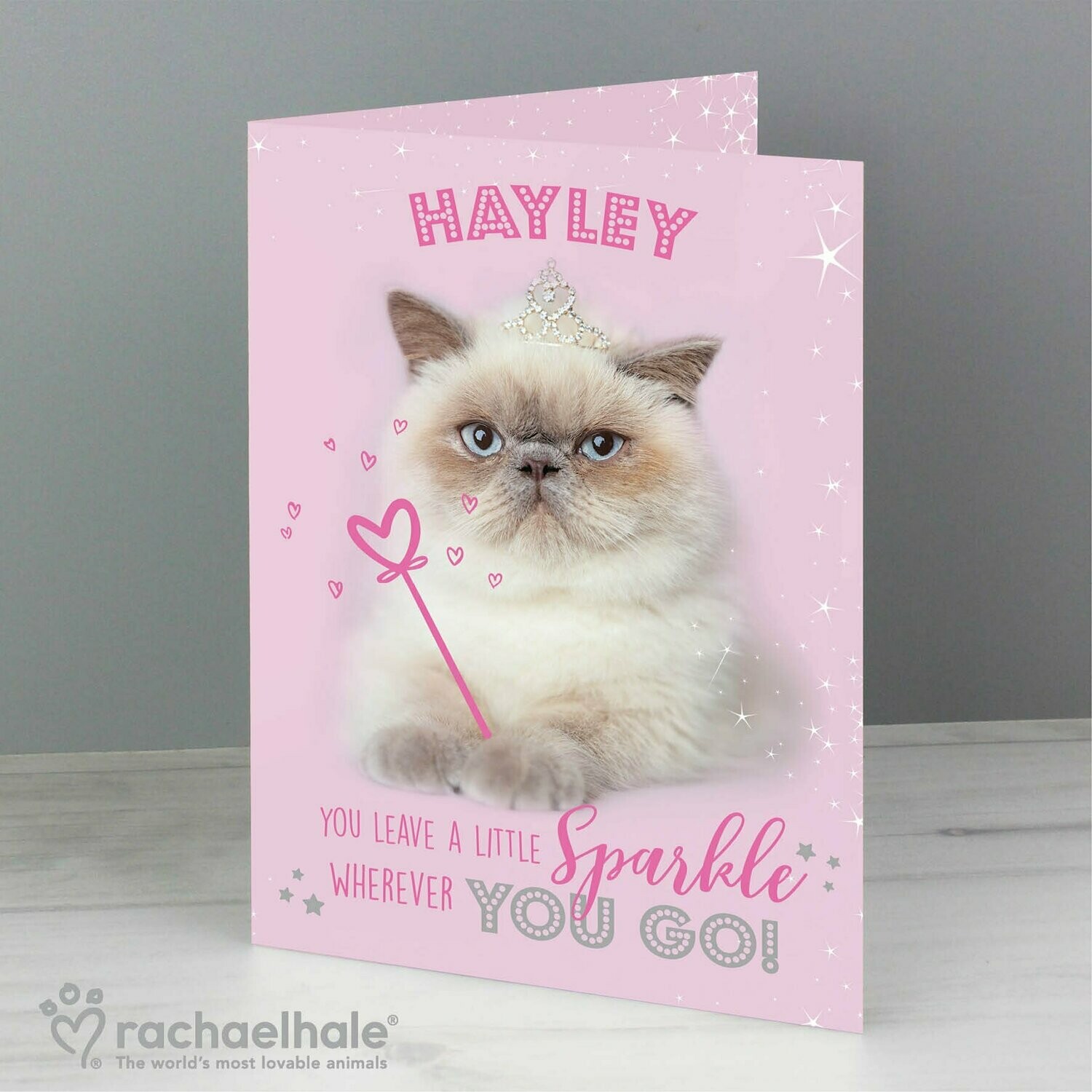 Personalised Rachael Hale Sparkle Cat Card