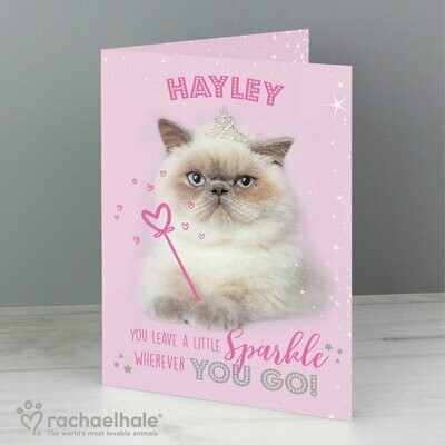 Personalised Rachael Hale Sparkle Cat Card