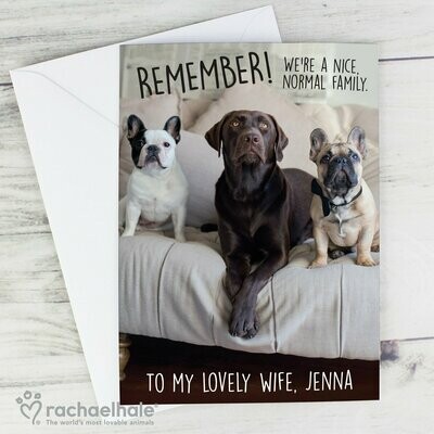 Personalised Rachael Hale 'Nice, Normal Family' Card