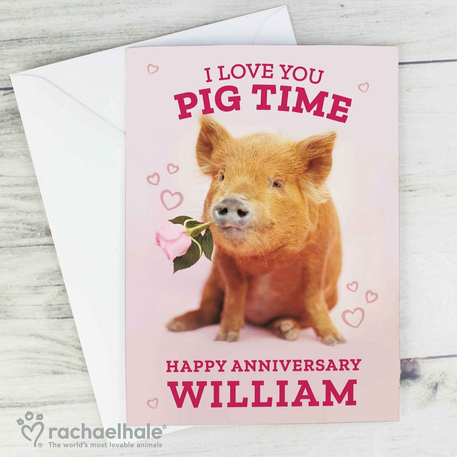 Personalised Rachael Hale 'I Love You Pig Time' Card