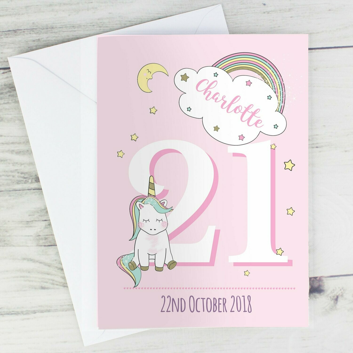 Personalised Baby Unicorn Birthday Age Card