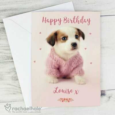 Personalised Rachael Hale Pink Puppy Card